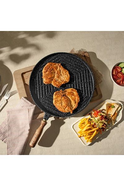 Nehir Double Sided 36 cm Aluminum Cast Pan - for Grill and Pancake