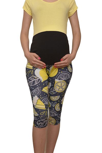 Luvmabelly Maternity 8021 - Jambiere de maternitate Capri cu model de lămâie, din bumbac