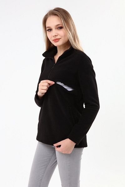 Luvmabelly Myra4550 Поларно яке за кърмене с цип - черно