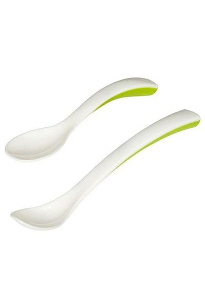 IKEA 2 Pack Food Spoon, White-Green Baby Food Spoon 2 Pack 13-16 cm