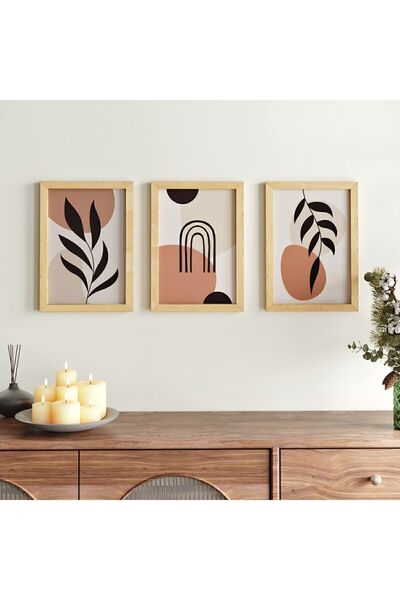 Yurudesign Maldiv Ahşap Çerçeveli 3'lü Tablo Uv Baskı 25*35 MV1-B