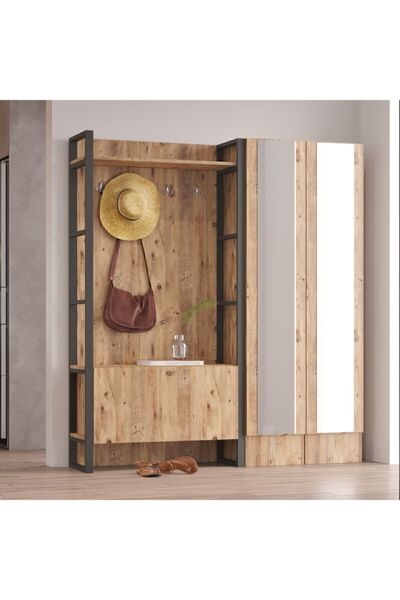 Yurudesign Ml17 Iron Metal Vestiyer Portmanto Ayakkabılık 3.kombin