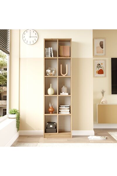 Yurudesign Liora Geniş Kitaplık 10 Raflı 180cm Sepet LI1-S