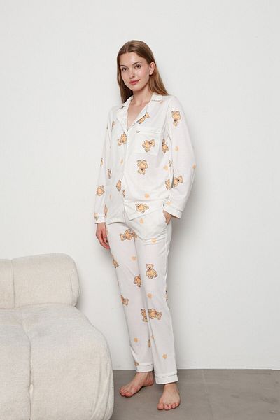 the DIFFerent Set de pijamale cu model ursuleț cu nasturi