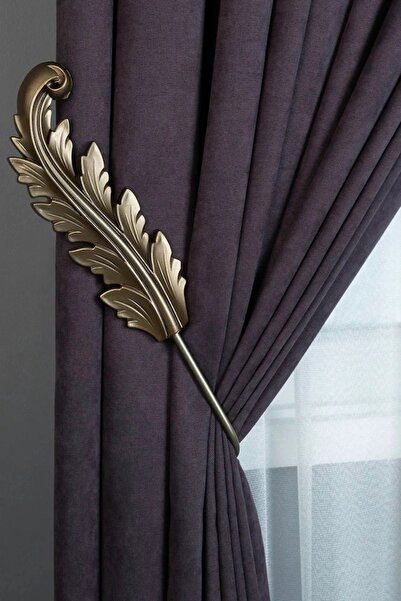 ZORLUPER Yaprak Desenli Renso Kolbağı Bronz Eskitme - Fon Perde Bağlama Apara...