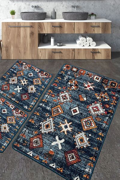 Chilai Home Ressal Bathroom Rug Set of 3 Bathroom Rug Mat Washable Non-Slip Djtbanyo