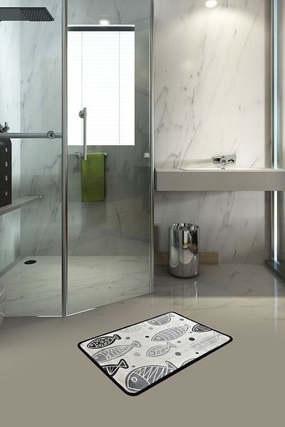 Chilai Home Μοκέτα μπάνιου 40x60 cm Fish White DJT - Πλένεται και αντιολισθητική βάση