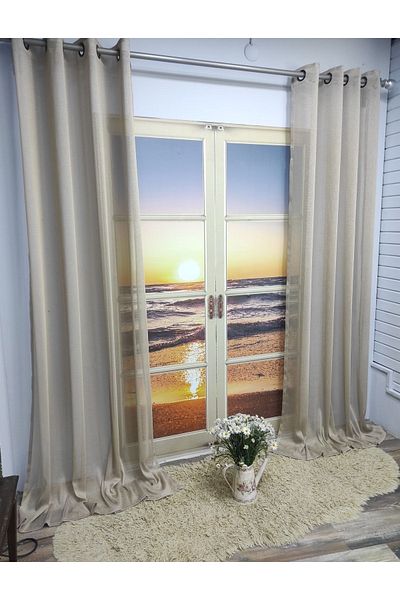 Evcimenhome Rustic Tulle Eyelet Capsule 140x245 Steel Mink