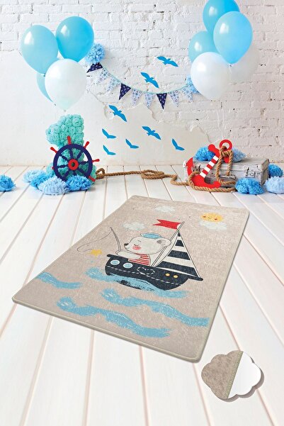 Chilai Home Sailor Gri Çocuk Halısı Çocuk Ve Bebek Halısı Yıkanabilir ,kaymaz...