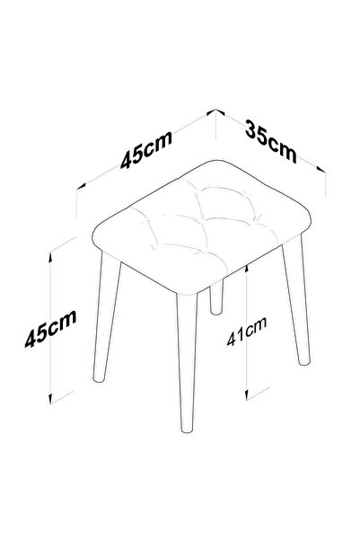 Rani Mobilya Rani Bm101 Puf Ahşap Ayaklı Tabure Siyah - Beyaz Kazayağı Desenli