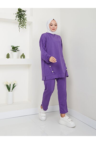 VOLT CLOTHİNG Crep női szett - gomb részletes