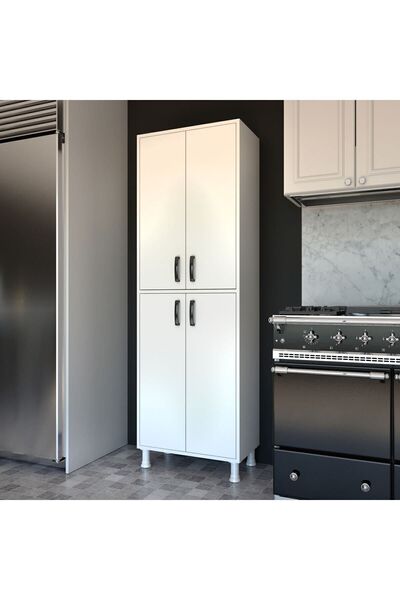 Rani Mobilya Rani F1 Çok Amaçlı Dolap 4 Kapaklı 6 Raflı Banyo Kiler Mutfak Do...