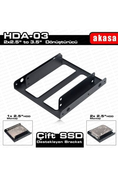 Akasa 2 X 2.5" Hdd/ssd Çift Yuvalı 3.5" Dönüştürücü - Kutusuz (ak-hda-03bk)