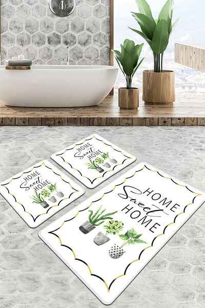 Chilai Home Artificiel Σετ χαλιών μπάνιου με 3 αντιολισθητικές βάσεις Σετ καθίσματος τουαλέτας Djtbanyo