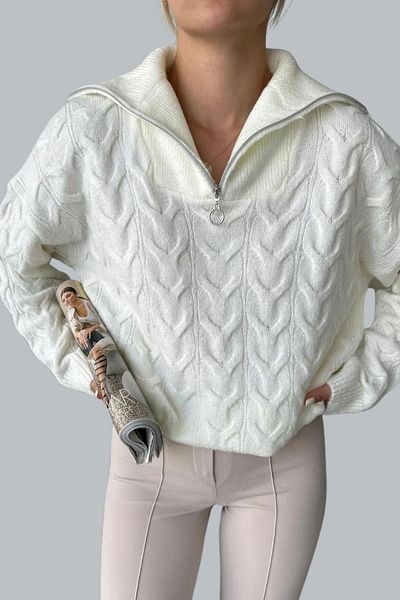 mefru Zippered Women's Knitwear Sweater