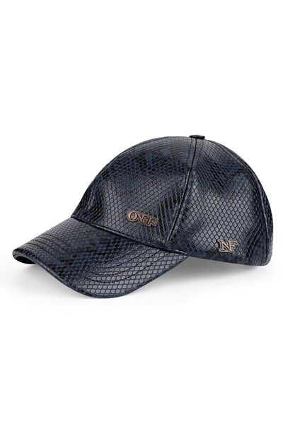 ONEFOFFİCİAL Blue Coral Yılan Desenli Lacivert Deri Onef Şapka - Unisex