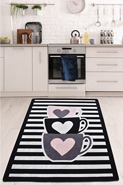 Chilai Home Cups Heart Yıkanabilir Kaymaz Taban Halı Djth