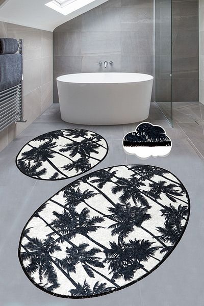 Chilai Home Palm Σετ 2 Χαλιά Μπάνιου Σετ Χαλιά, Σετ Τουαλέτας Djtbanyo