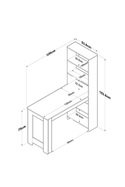 Rani Mobilya Rani Bj113 Raflı Manikür Masası Makyaj Masası Sepet Ceviz - Beyaz