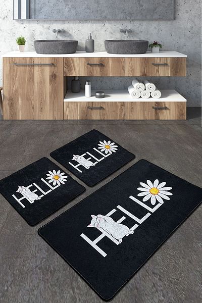 Chilai Home Hola Gato Bath Mat Set of 3 Djtbanyo
