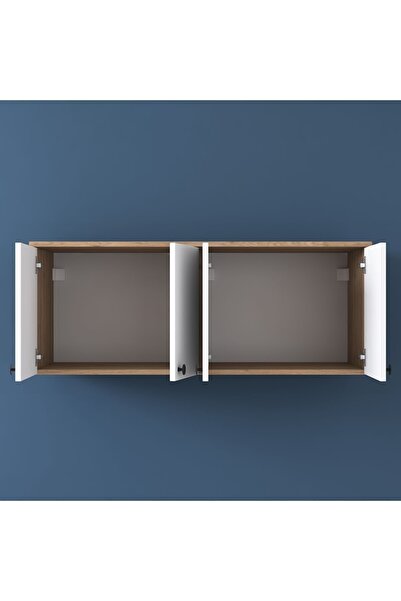 Rani Mobilya Rani Ba120 Gardırop Üst Modülü Çok Amaçlı Dolap Sepet Ceviz - Beyaz