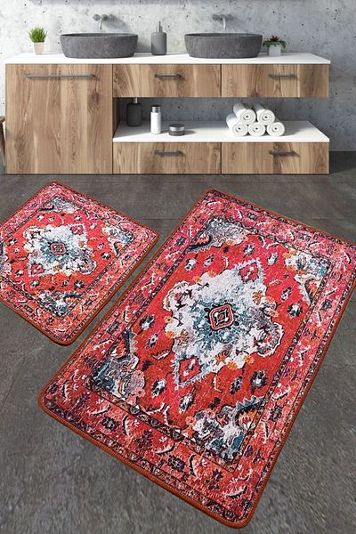 Chilai Home Αυθεντικό σετ χαλιών μπάνιου με 2 χαλιά μπάνιου που πλένονται αντιολισθητικά Djtbanyo