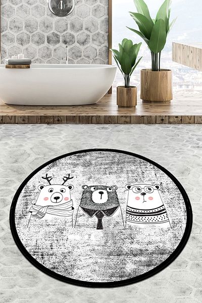 Chilai Home Χαλί μπάνιου Three Bears Διαμέτρου 100x100 cm Djth