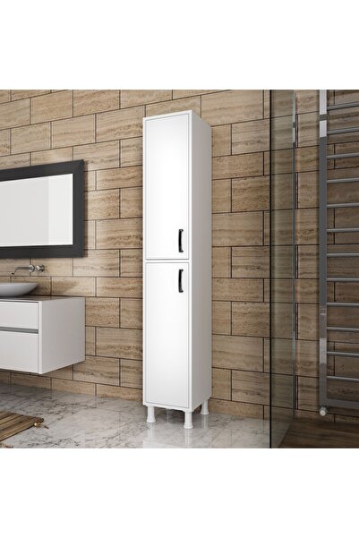 Rani Mobilya Rani F1 Çok Amaçlı Dolap 2 Kapaklı 6 Raflı Banyo Kiler Mutfak Dolabı Beyaz M1