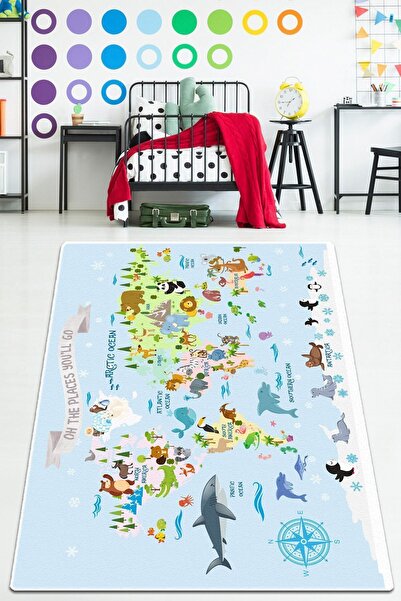 Chilai Home Animal Map Çocuk Ve Bebek Halısı Djth