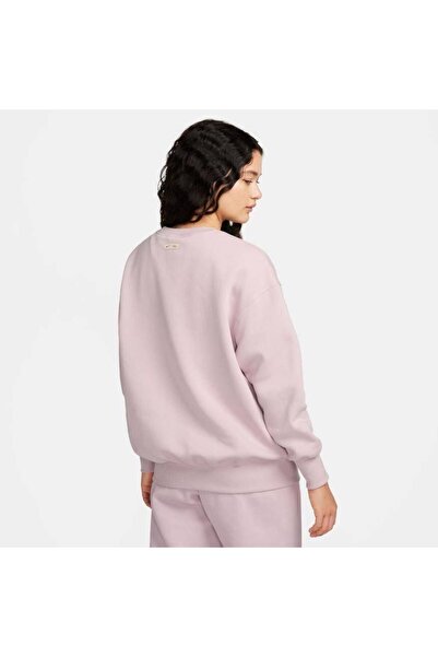 Nike Sportswear Phoenix Fleece Oversized Crew-Neck Logo Pembe Kadın Sweatshirt