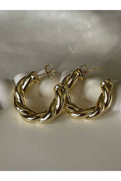 Sens Steel Gold twirl earrings