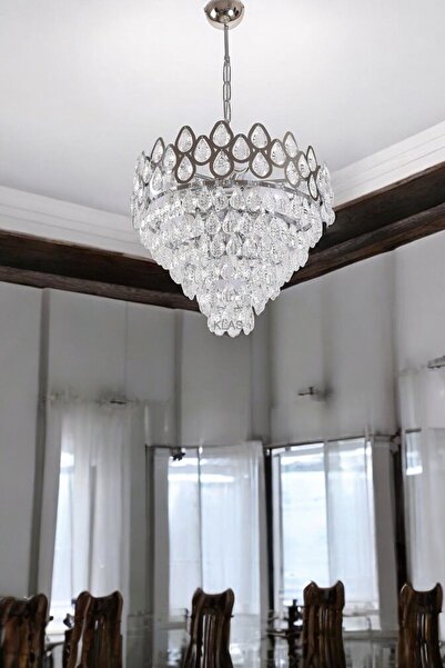 KLAS AYDINLATMA ŞELALE KRİSTAL PASLANMAZ LÜX MODERN 7 LAMBALI AVİZE