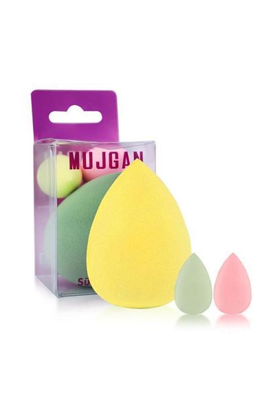 MUJGAN Mjgn-170 Large + Medium Mini Size 3-Piece Pear Sponge Set Yellow
