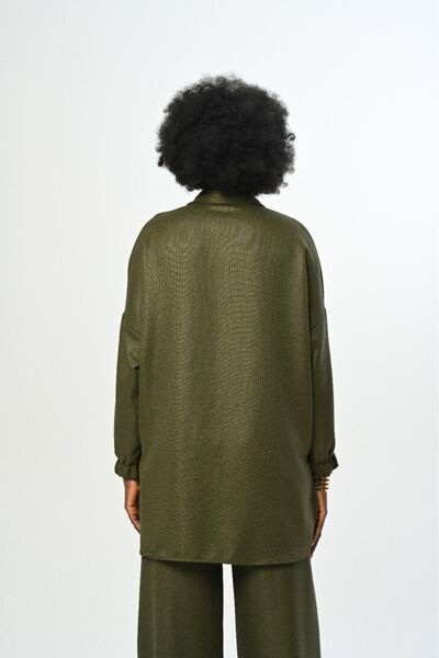 Orfeo Negro Γυναικείο πουκάμισο Oversize - Μονόχρωμο, Διπλή Τσέπη, Μανίκια με κορδόνια