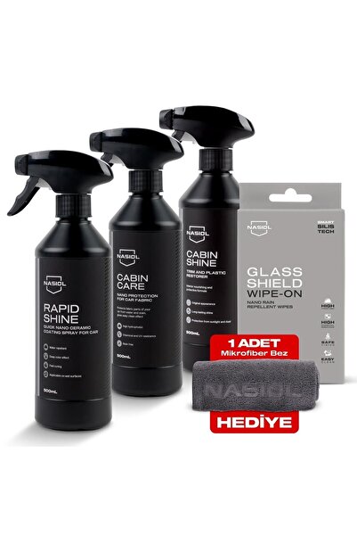 Nasiol -SET 4-Araç Nano Koruma 5'li Seti Temel-Avantajlı Paket-Araç İçi ve Dı...