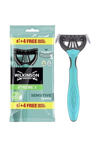 Wilkinson Sword Xtreme 3 Sensitive 8+4 Three Blade Disposable Razor