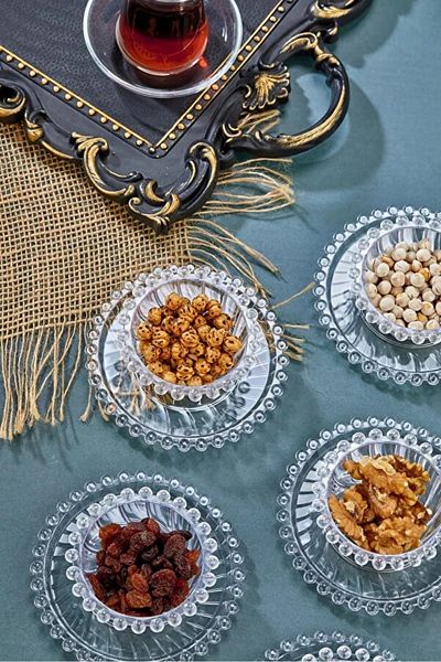 Arbu Home 12 Piece Bead Snack Bowl Sugar Bowl and Jam Set