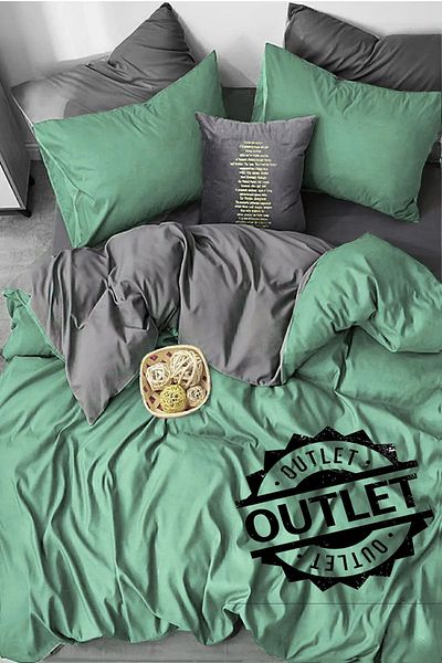 İQON Set cuvertură de pilota dublă elastică - VERDE-GRI OUTLET (EROARE)