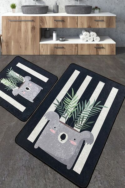 Chilai Home Rovio Banyo Halısı Djt 2'li Set Banyo Halısı Paspas Yıkanabilir K...