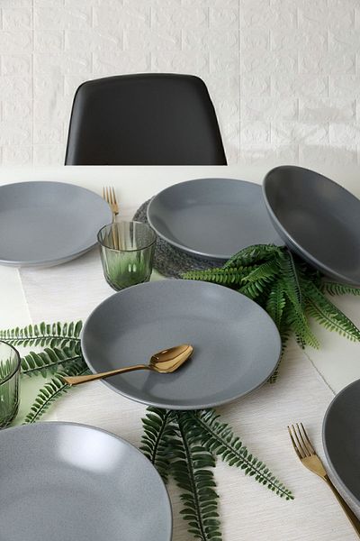 Keramika Matte Gray Chef Dinner Plate 26 Cm 6 Pieces 643
