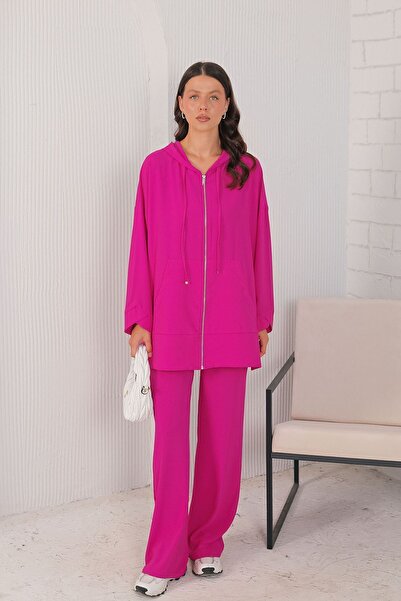 Melike Tatar طقم بسحاب فوشيا موديل 32-2104