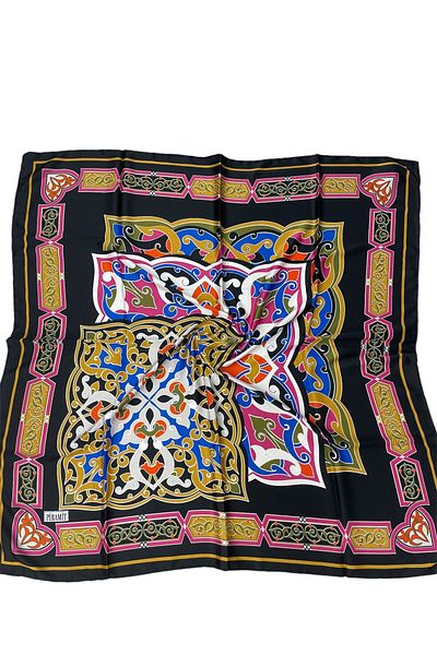 PİRAMİT EŞARPLARI Piramidă 90cmx90cm - Eșarfă neagră cu model paisley ES-55