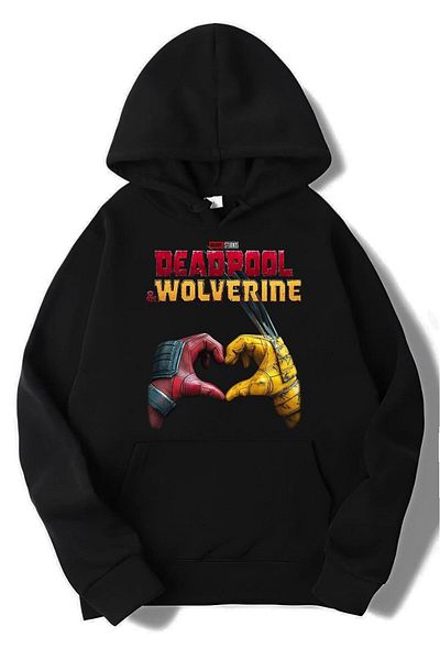 BRZ COLLECTION Hanorac unisex supradimensionat cu inimă Deadpool și Wolverine