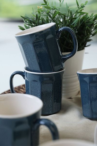 Keramika Herakles Reactive Dark Blue Mug - 9 Cm, 6 Pieces Q79