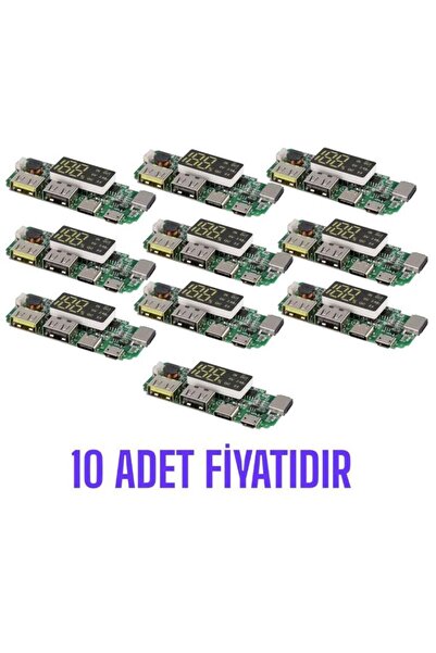 Arduino 10 Pcs Micro Type-C Powerbank Module - Dual USB 5V 2.4A with Leds