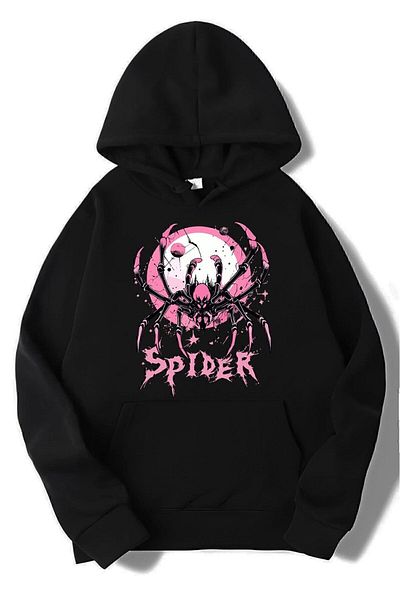 BRZ COLLECTION Hanocă supradimensionată unisex, neagră, de păianjen