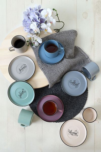 Keramika Rainbow Motto Stackable Σετ τσαγιού 12 τεμαχίων για 6 άτομα