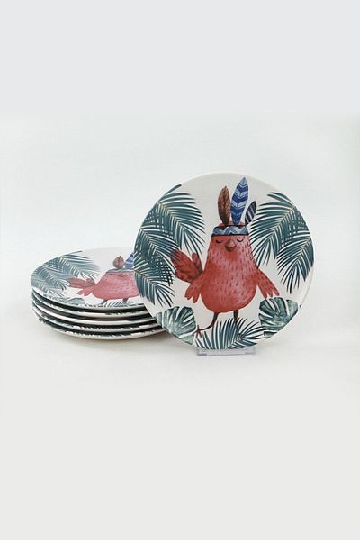 Keramika Farfurie Tort Bufniță Tropicală 21 Cm 6 Bucăți - 17718