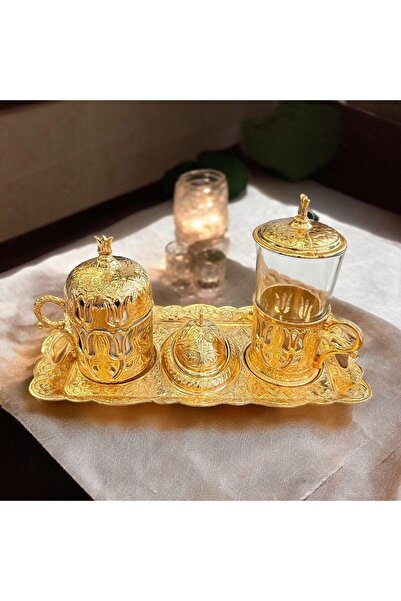 CHANCE GİFT Tulip Patterned Full Set Coffee Presentation Set - Gift Groom Cup Set for Lover Mother