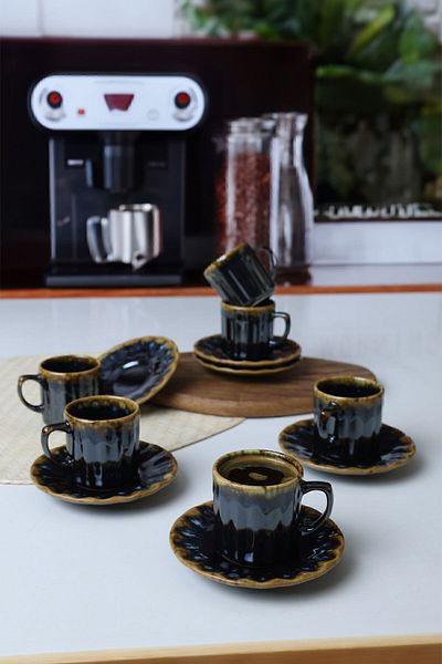 Keramika Σετ Shizen Sirius Brown Black - 12 τεμαχίων για 6 άτομα Q29